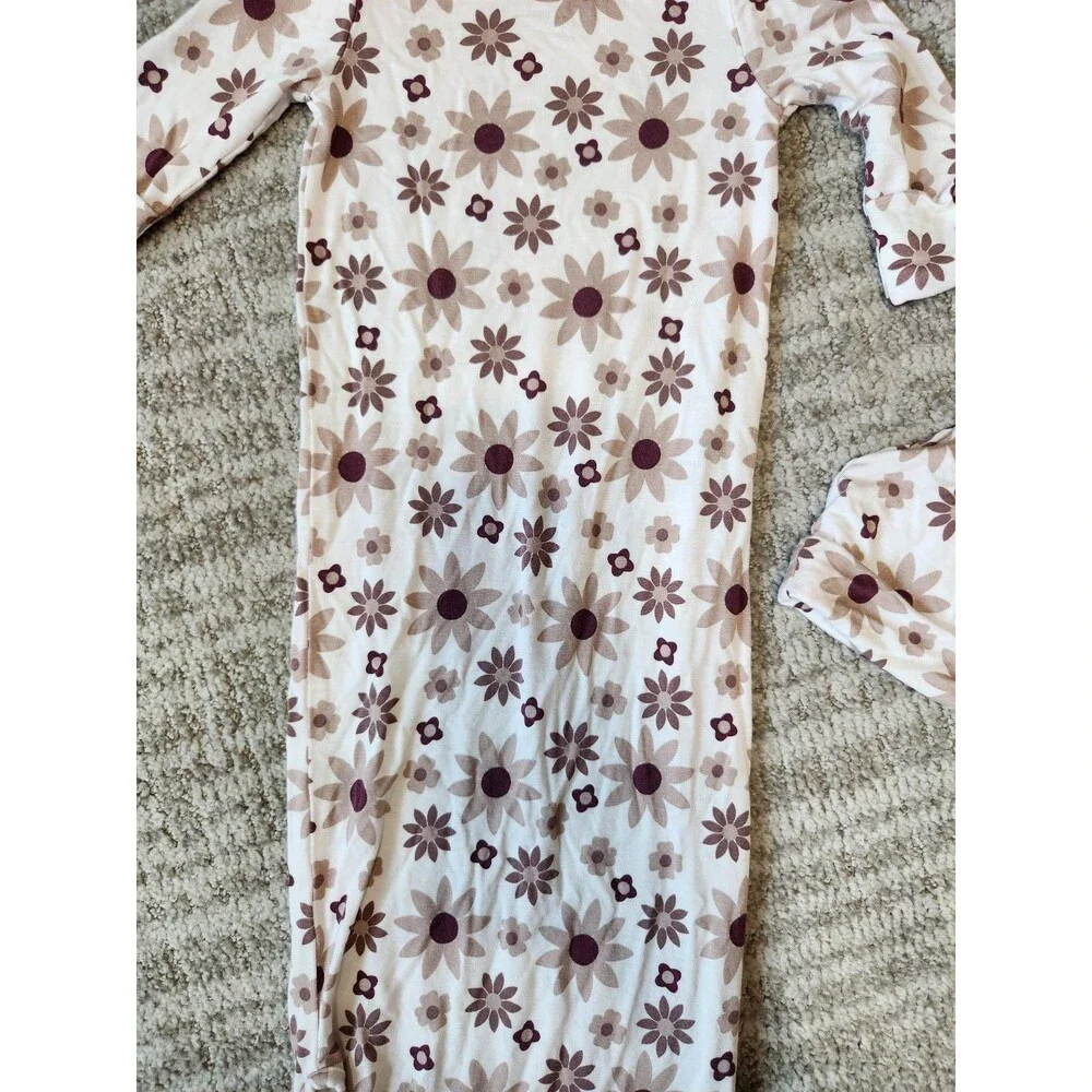 Kindred Bravely bamboo knotted baby gown hat twilight floral size 0-3 months